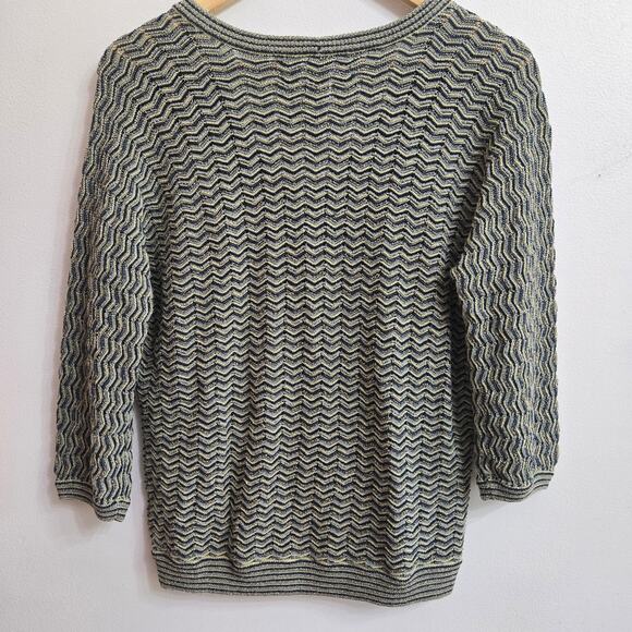 Jones NY Womens Vtg Y2K Eclectic Maximalist Indie Open Knit Chevron Cardigan PS - Picture 6 of 11